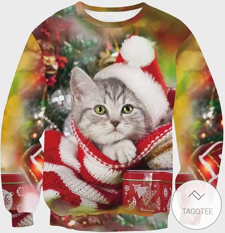 Cat Christmas Ugly Christmas Sweater - AOP Sweater - Yellow