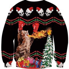 Cat-Themed Ugly Christmas Sweaters On - AOP Sweater - Black