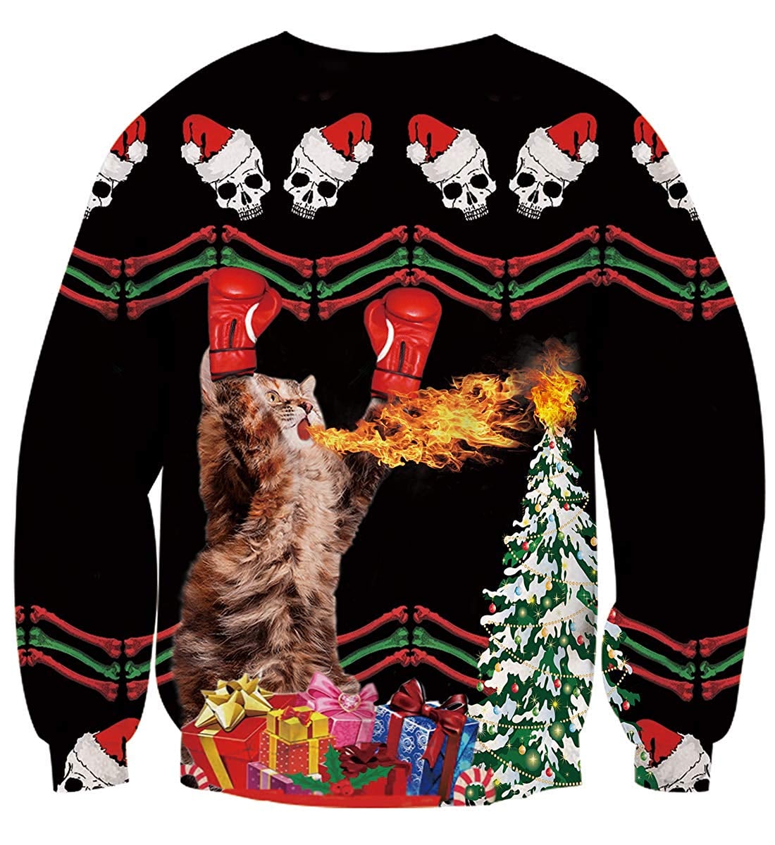 Cat-Themed Ugly Christmas Sweaters On - AOP Sweater - Black