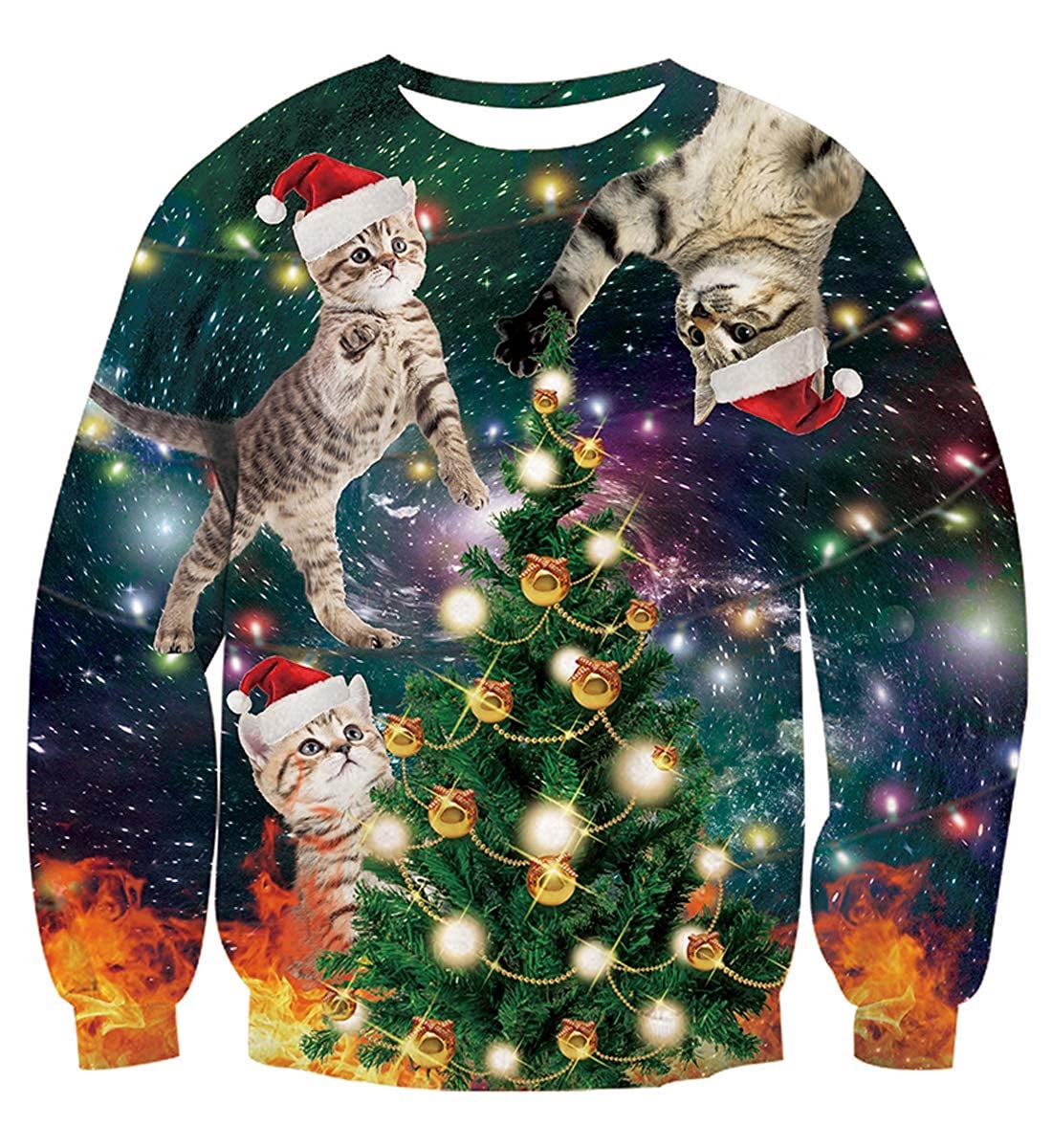 Cat-Themed Ugly Christmas Sweaters On - AOP Sweater - Green