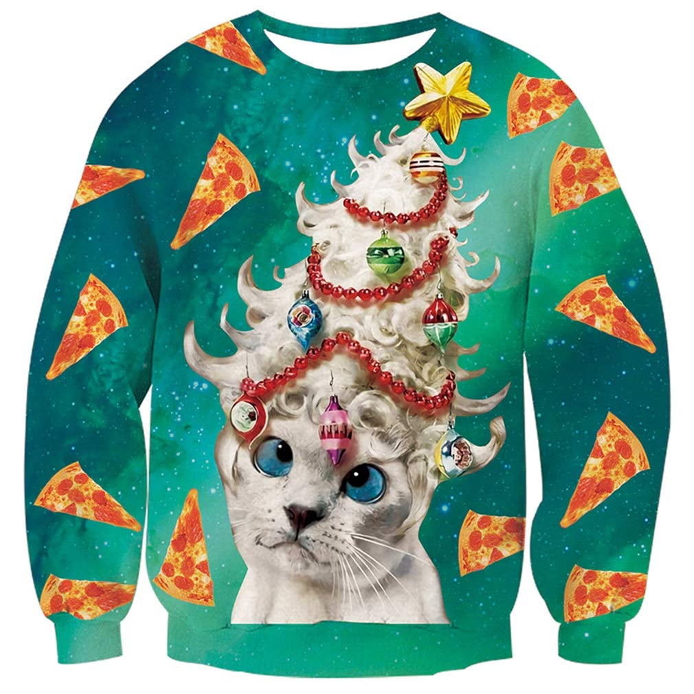 Cat-Themed Ugly Christmas Sweaters On - AOP Sweater - Green
