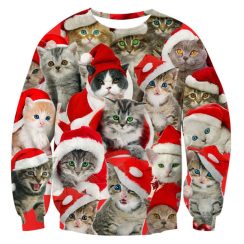 Cat Ugly Christmas Sweater - AOP Sweater - Red