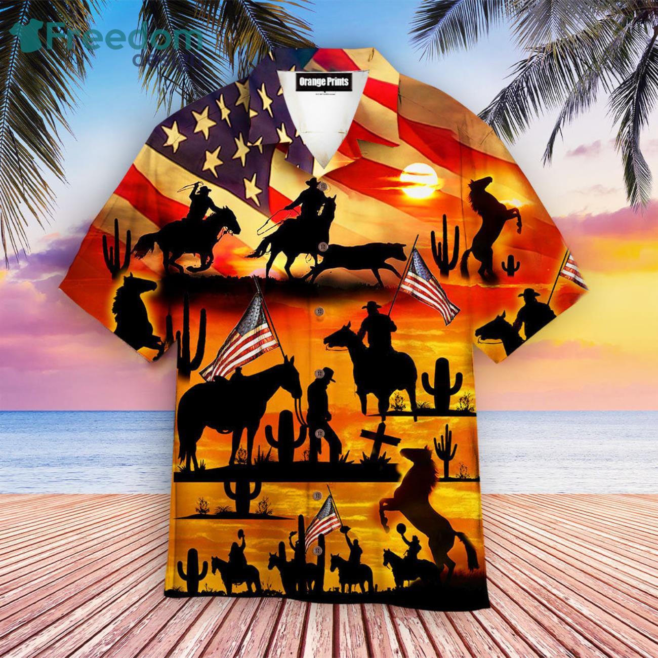 Cowboy American Flag Hawaiian Shirt For Men & Women