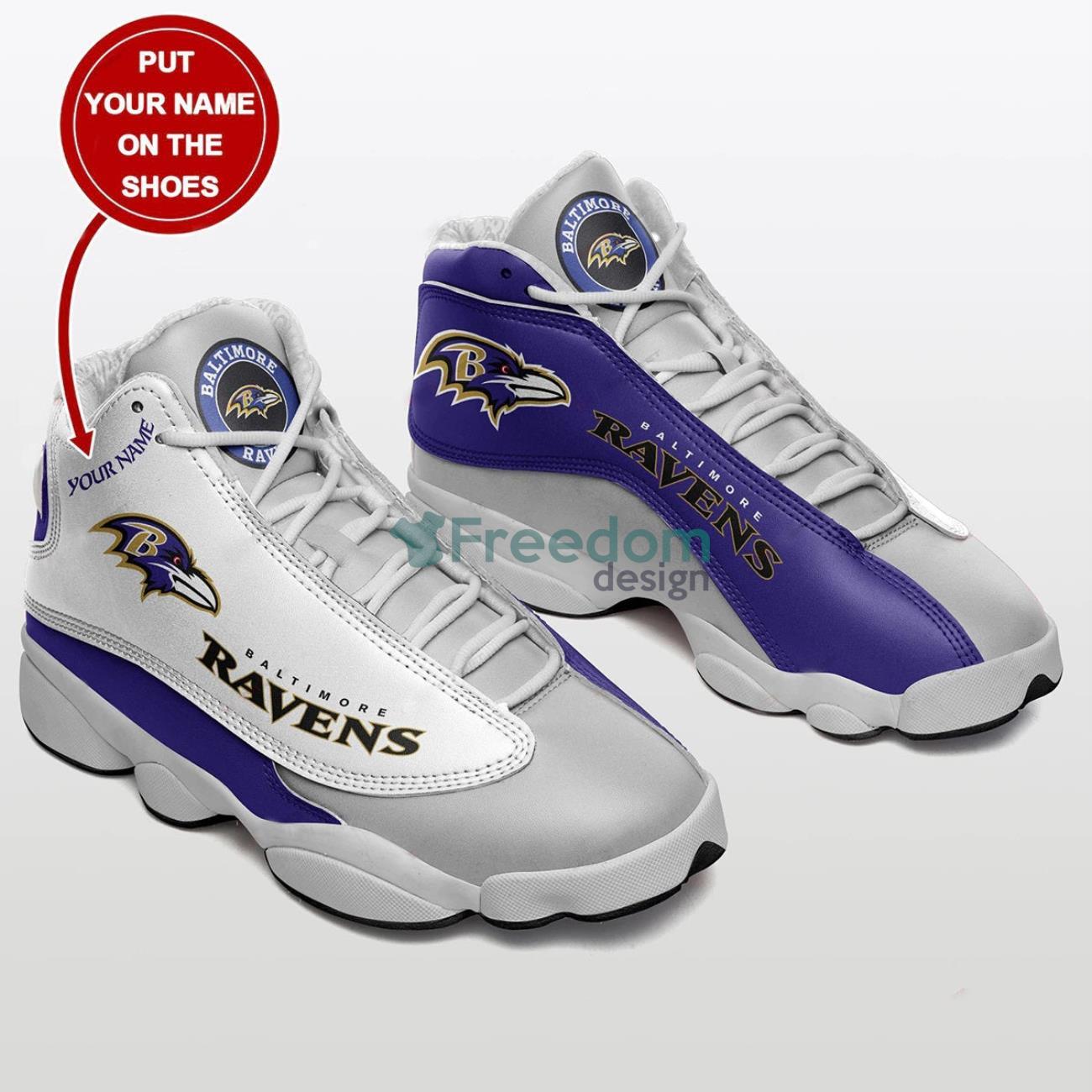 Custom Name Baltimore Ravens Team Air Jordan 13 Sneaker Shoes For Fans