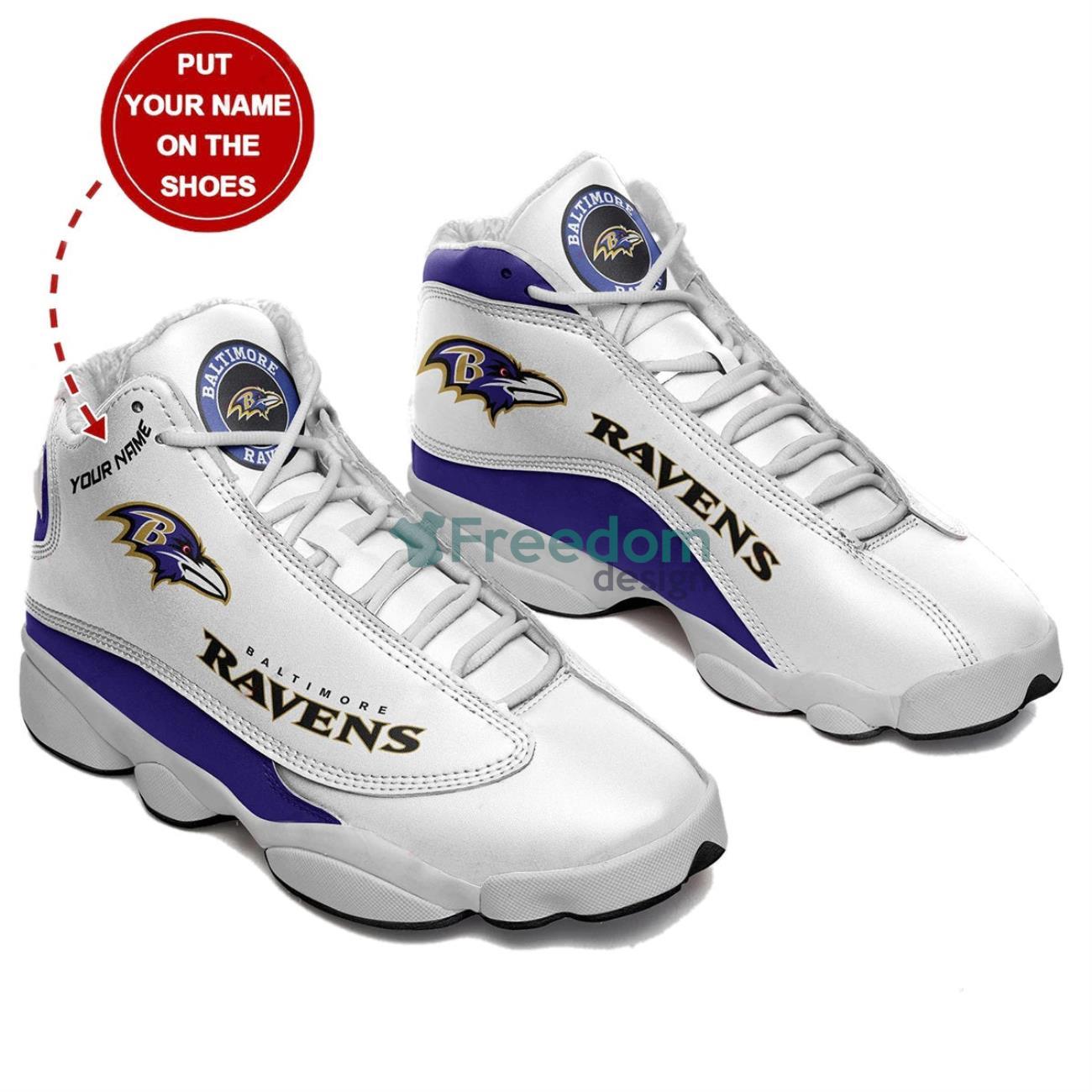 Custom Name Baltimore Ravens Team Air Jordan 13 Sneaker Shoes For Fans
