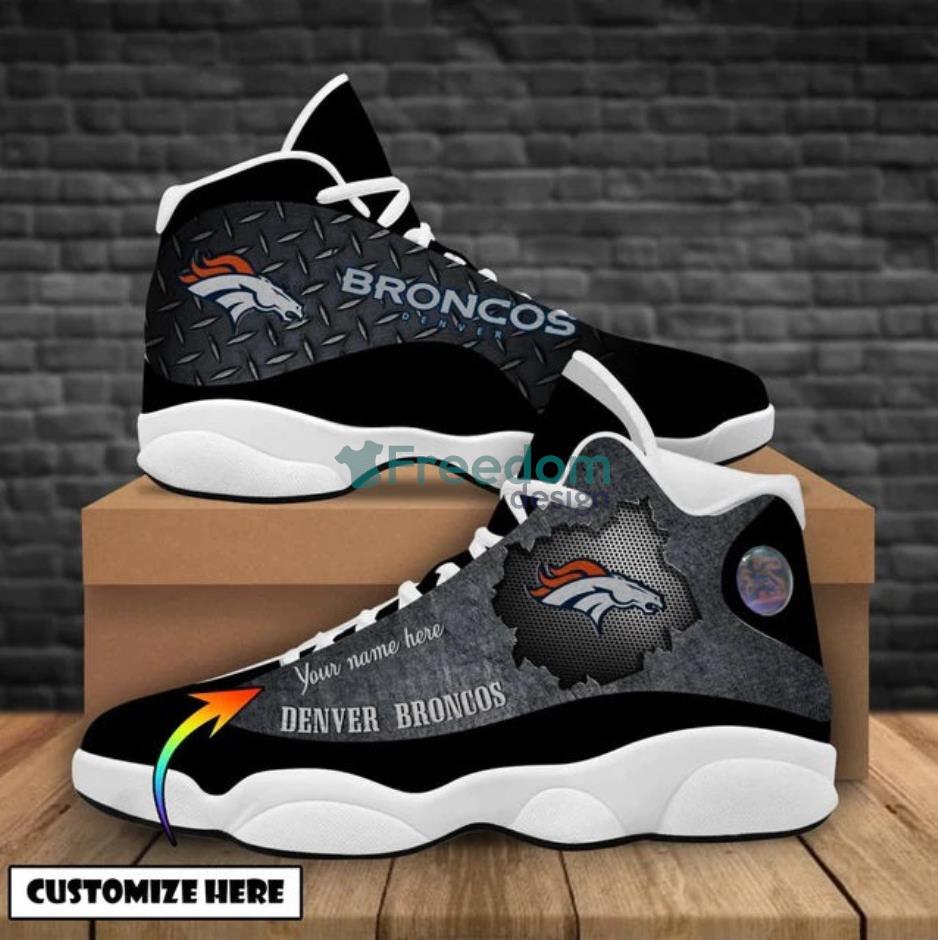 Custom Name Denver Broncos Team White Air Jordan 13 Shoes