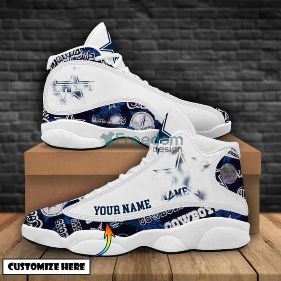 Dallas Cowboys Custom Name Air Jordan 13 Shoes For Fans