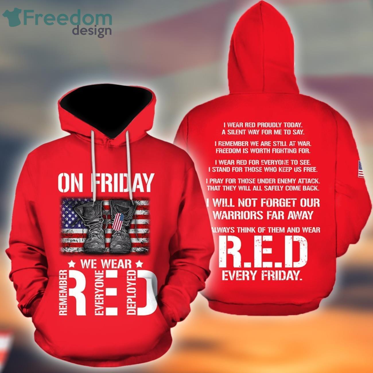 American Flag On Friday We Wear Red 3D All Over Printed Shirts3