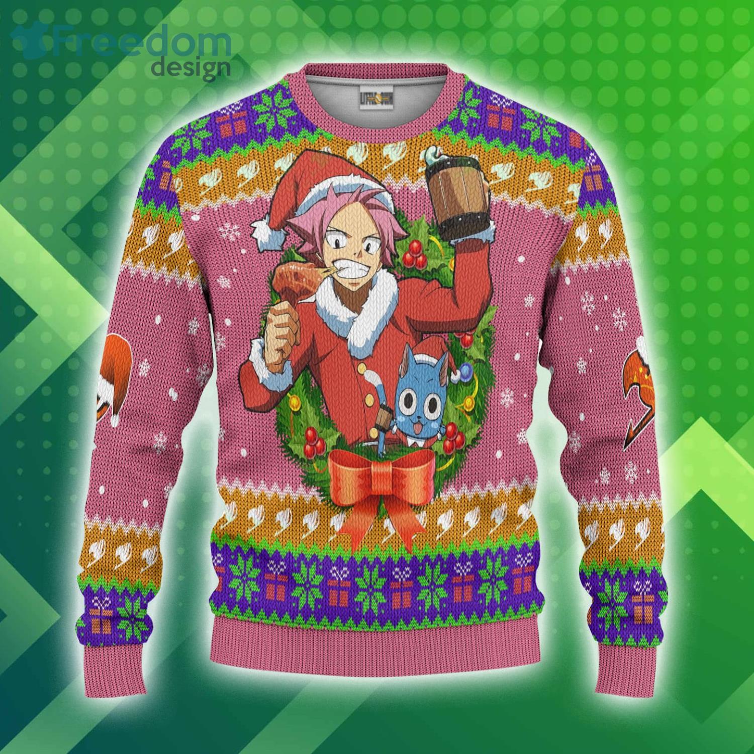 Fairy Tails Natsu Dragneel Custom Christmas Ugly Sweater Anime 3D Sweater