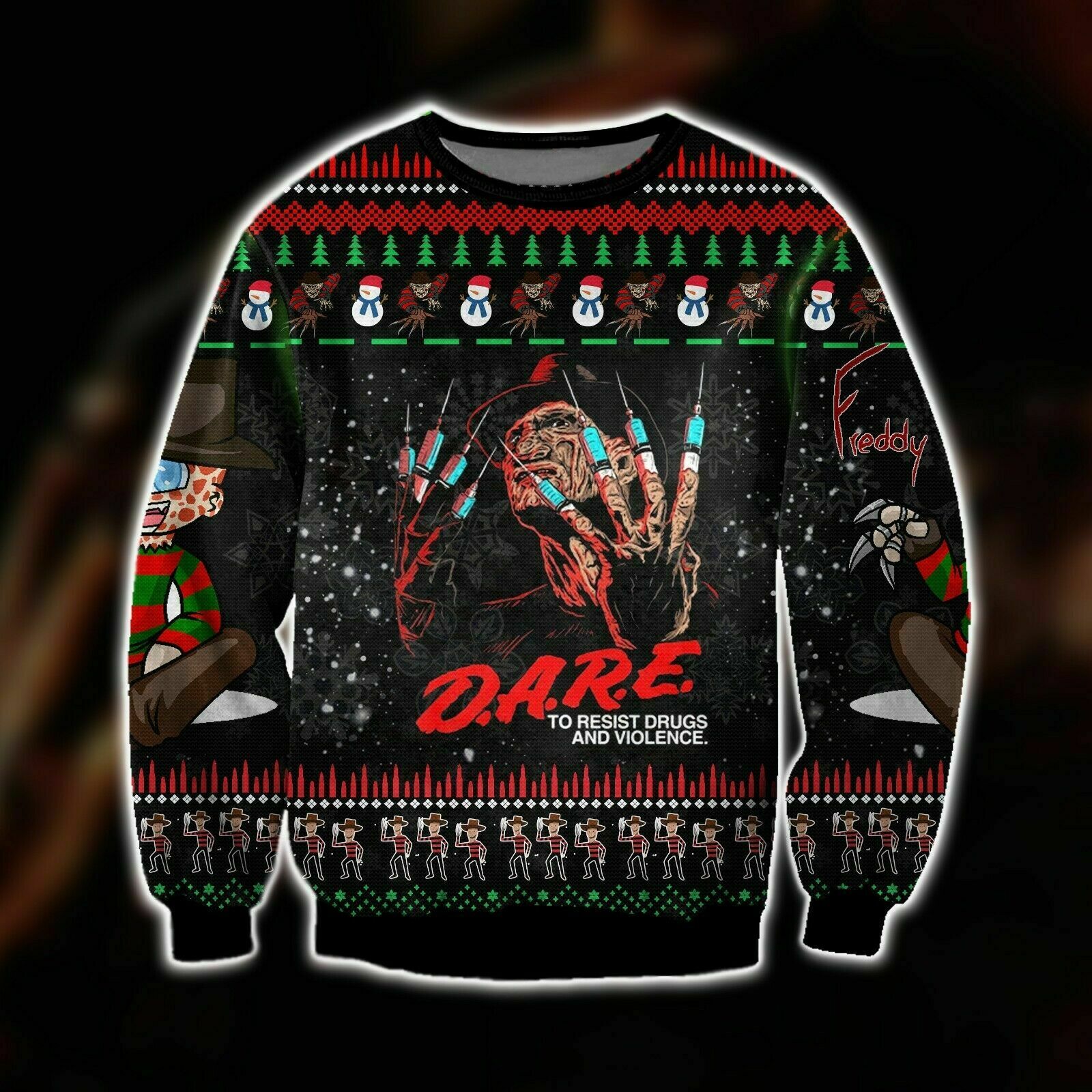 A Nightmare On Elm Street Freddy Krueger Ugly Christmas Sweater