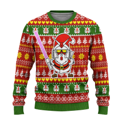 Gundam Anime Ugly Christmas Sweater Custom Santa Xmas Gift - AOP Sweater - Red