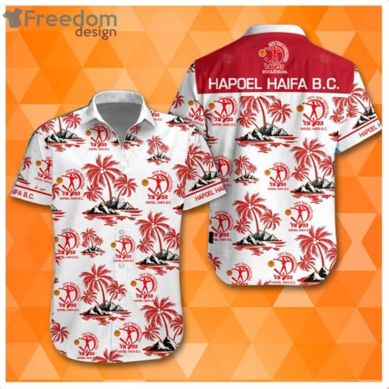 Hawaiian Shirt For Hapoel Haifa B.C Team Fans With Palm Tree Print