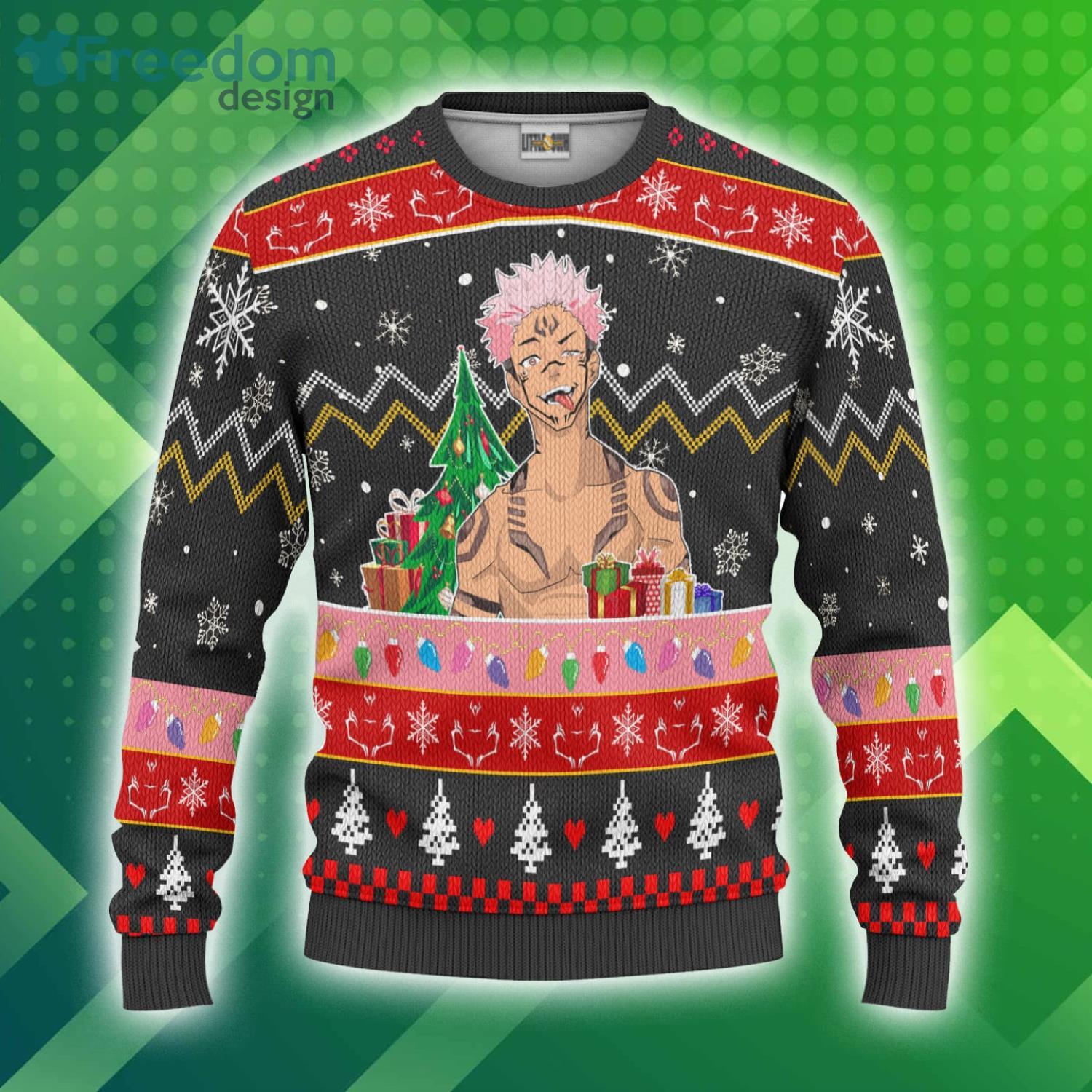 Jujutsu Kaisen Christmas Ugly Sweater Custom Ryomen Sukuna Anime 3D Sweater