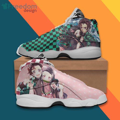 Kny Tanjiro X Nezuko Shoes Kny Anime Air Jordan 13 Sneakers