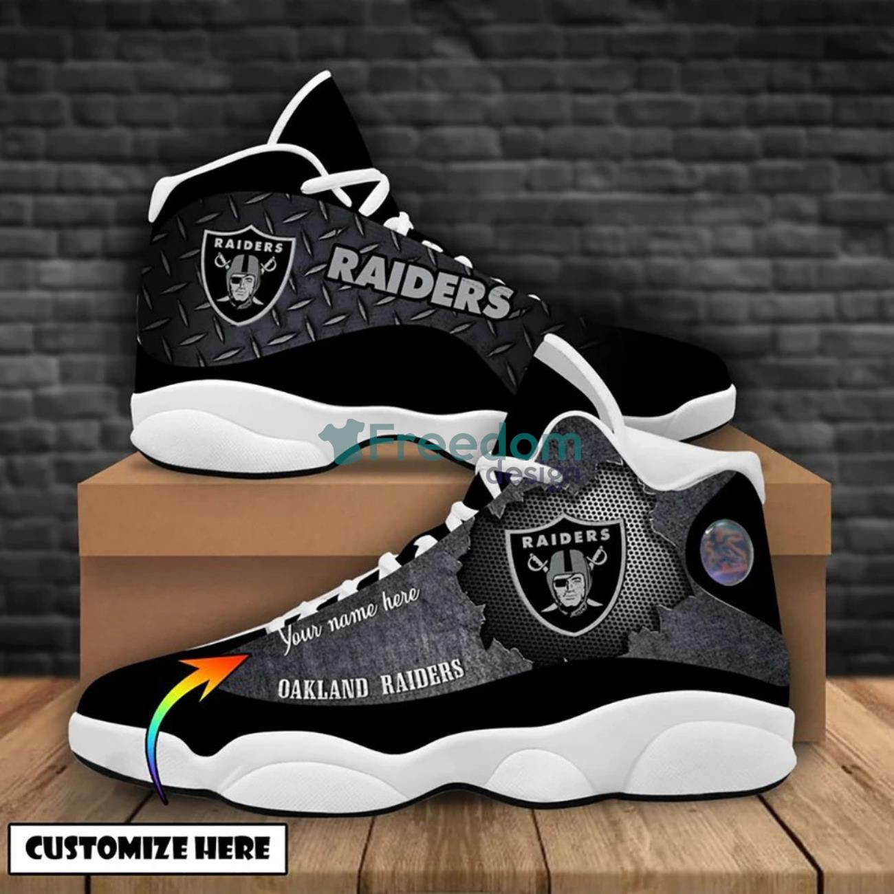 Las Vegas Raiders Custom Name Air Jordan 13 Shoes For Fans