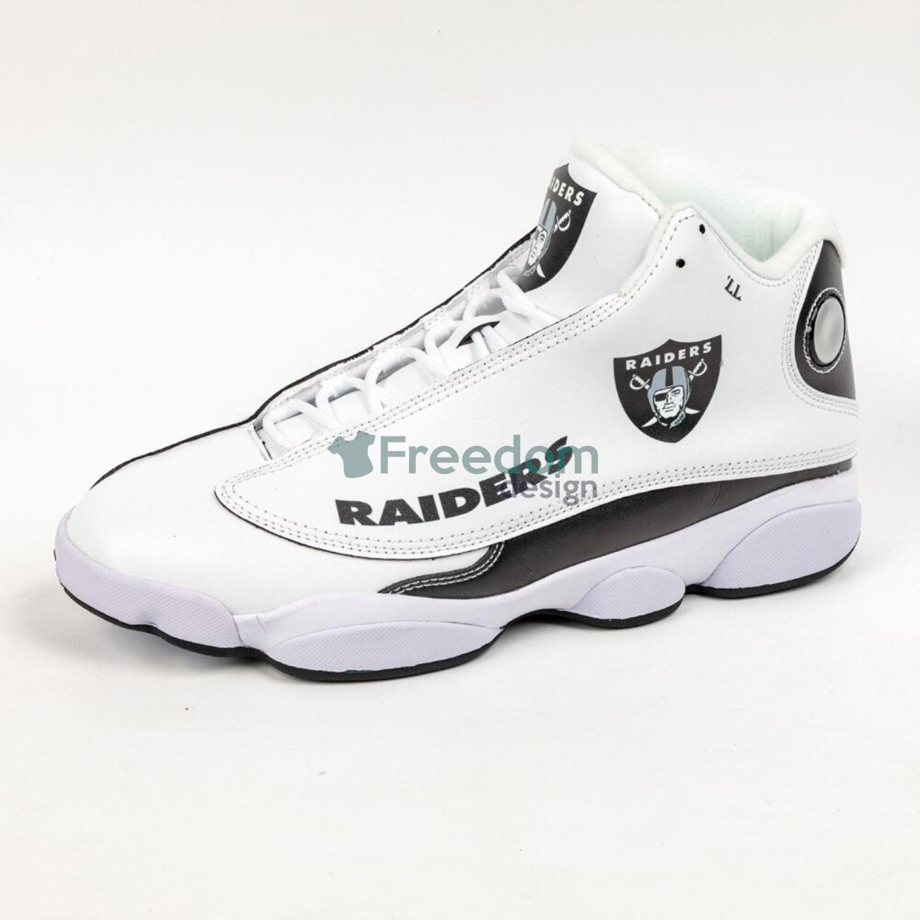 Las Vegas Raiders Team Custom Name White Air Jordan 13 Shoes For Fans