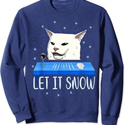 Let it snow Cat Meme Ugly Sweater Ugly Christmas sweater Sweatshirt - AOP Sweater - Navy