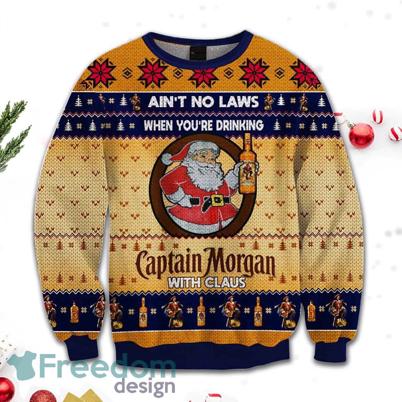 Merr Christmas Ain't No Laws When You Drink Captain Morgan With Claus Sweatshirt