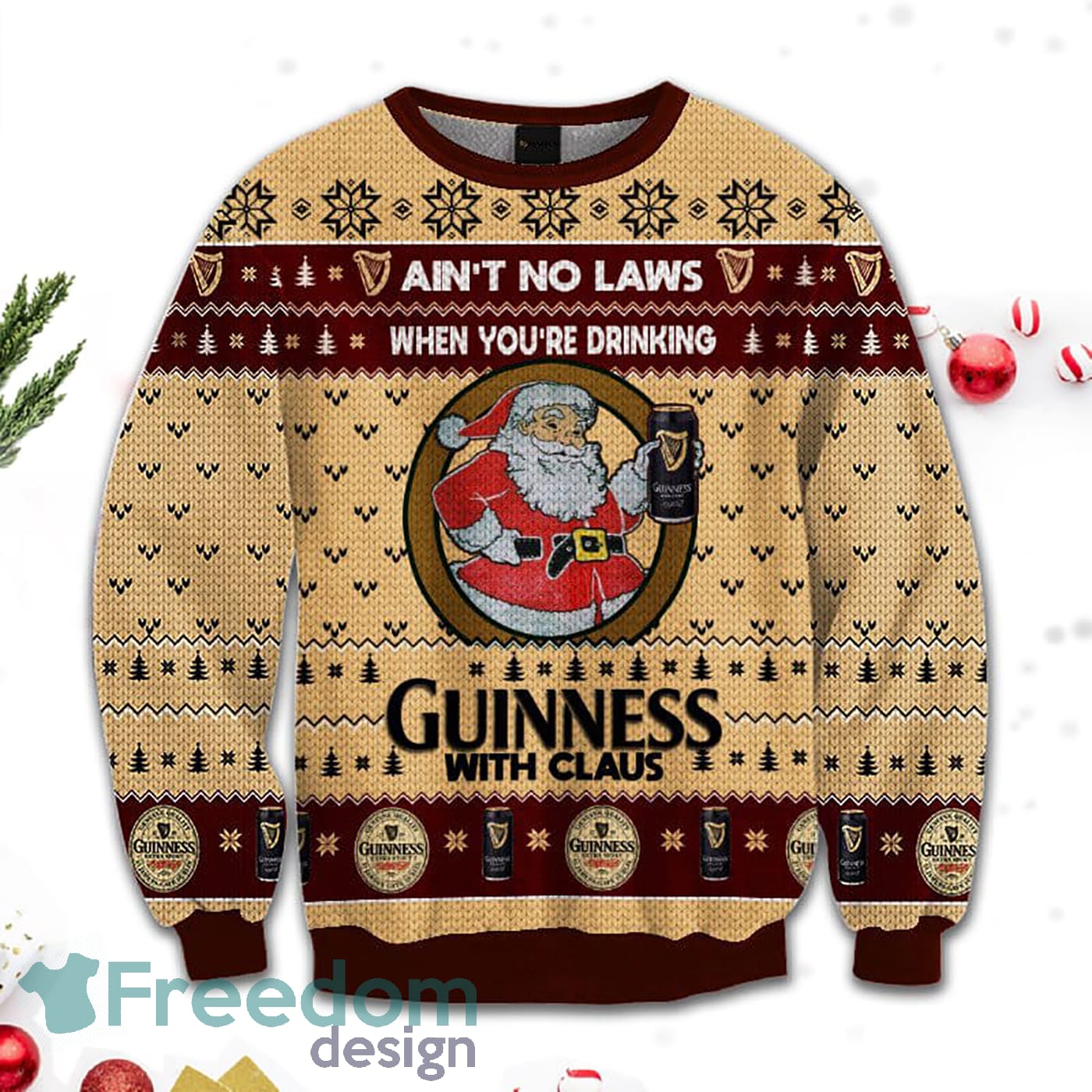 Merr Christmas Ain't No Laws When You Drink Guinness With Claus Sweatshirt