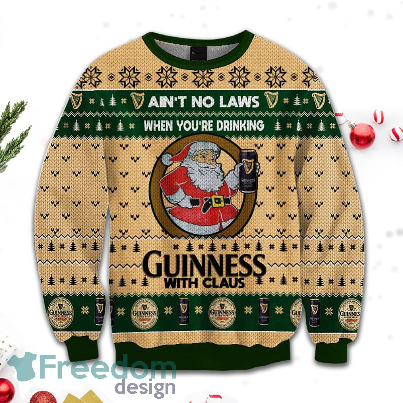 Merr Christmas Ain't No Laws When You Drink Guinness With Claus Sweatshirt