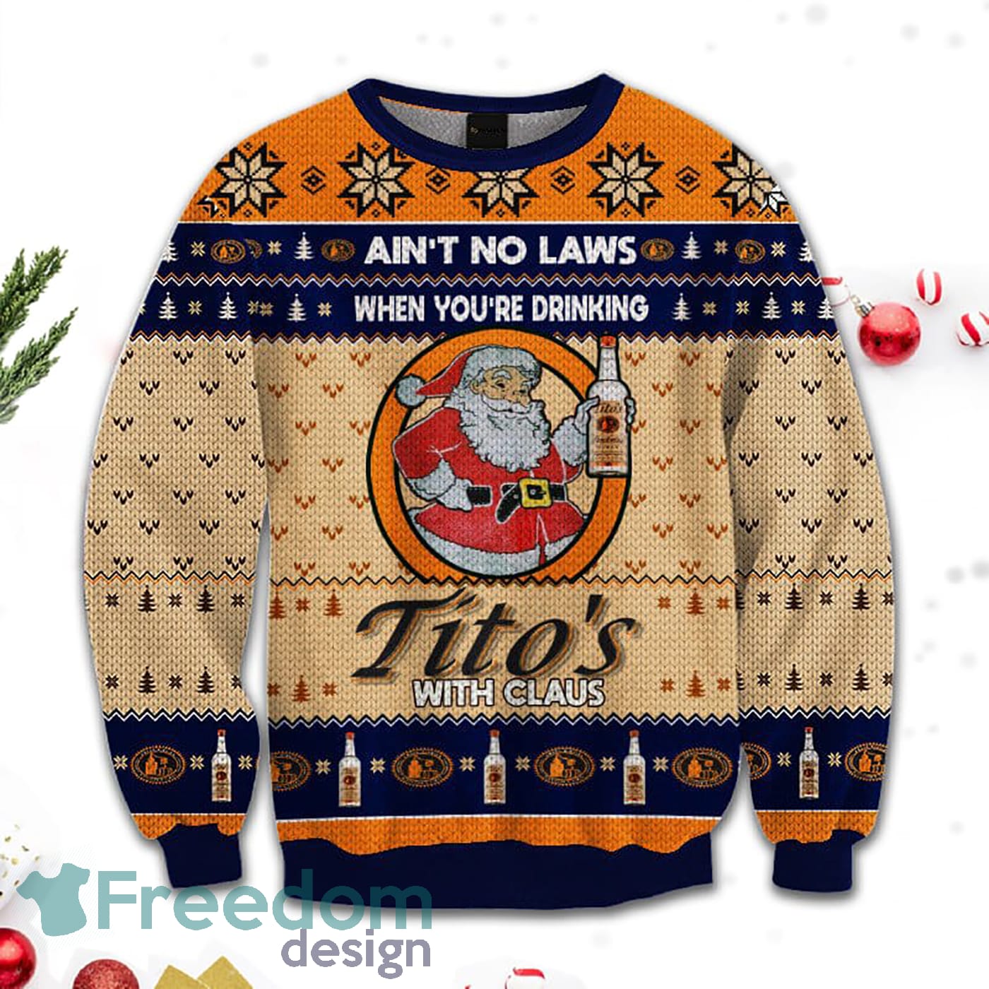Merr Christmas Ain't No Laws When You Drink Tito's Vodka With Claus Sweatshirt
