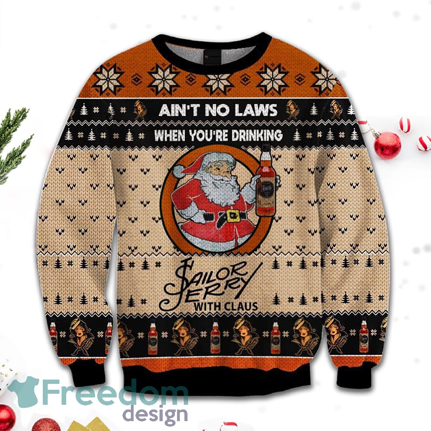 Merr Christmas Ain't No Laws When You're Drink Sailor Jerry With Claus Sweatshirt