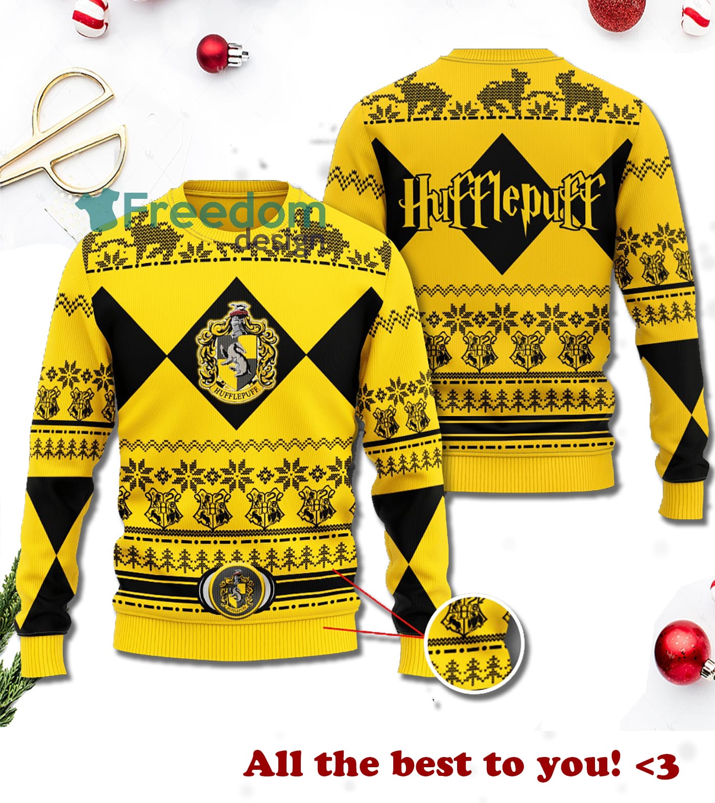 Merry Christmas Harry Potter Gryffindor Christmas Yellow Sweater
