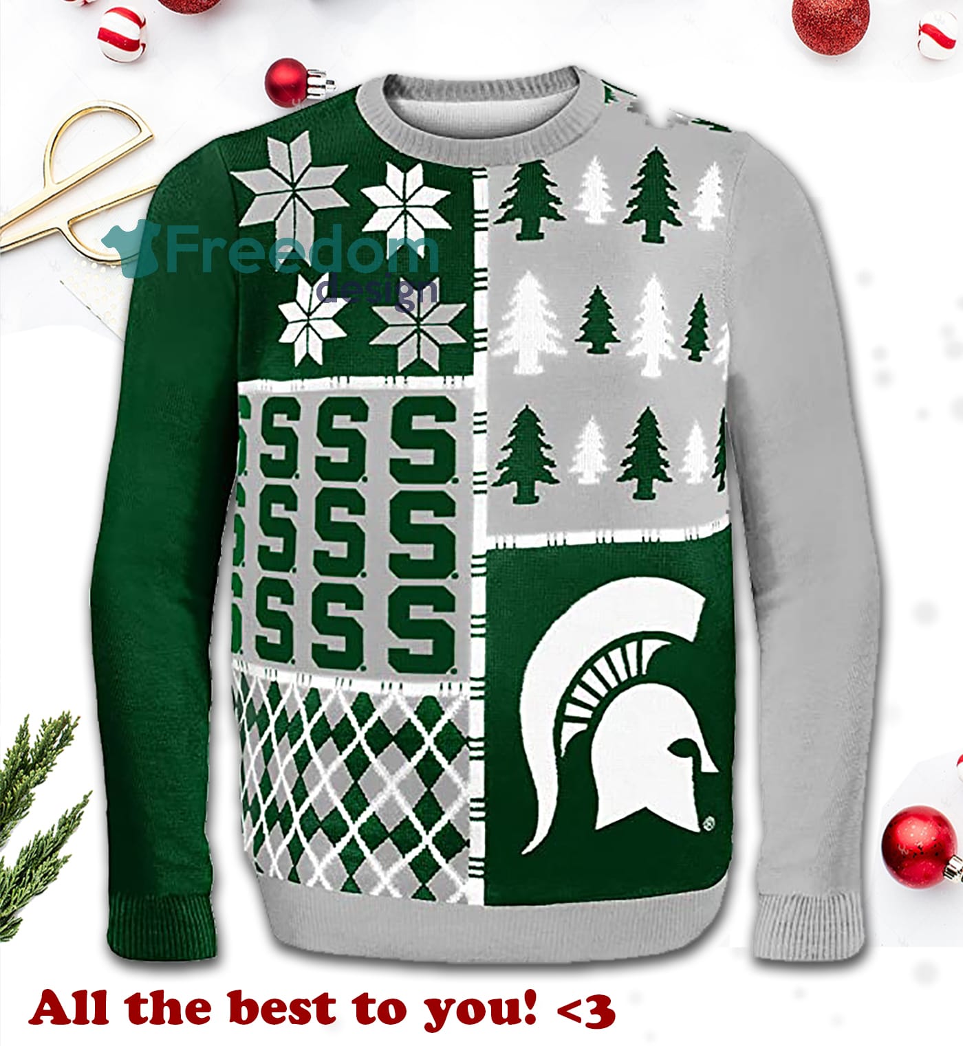 Michigan State Symbol Christmas Ugly Sweater