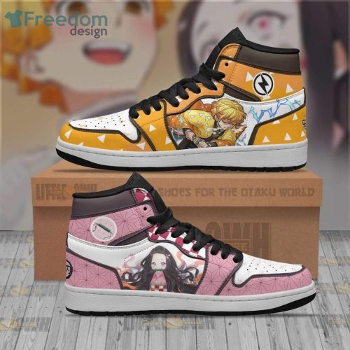 Nezuko And Zenitsu Demon Slayer Anime Air Jordan Hightop Shoes