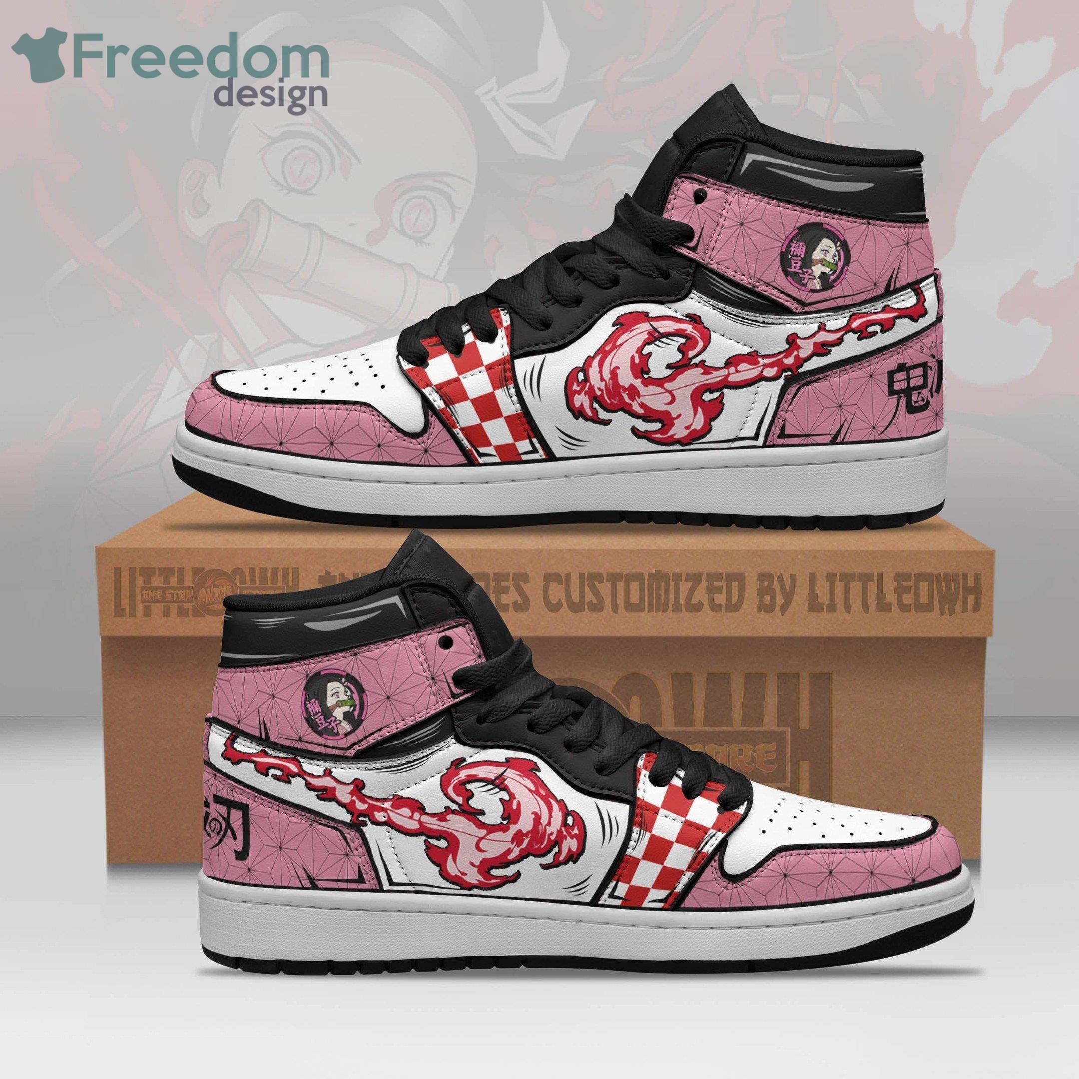 Nezuko Demon Style Sneakers Demon Slayer Anime Air Jordan Hightop Shoes