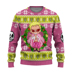 One Piece – Donquixote Anime Ugly Christmas Sweater Xmas Gift - AOP Sweater - Pink