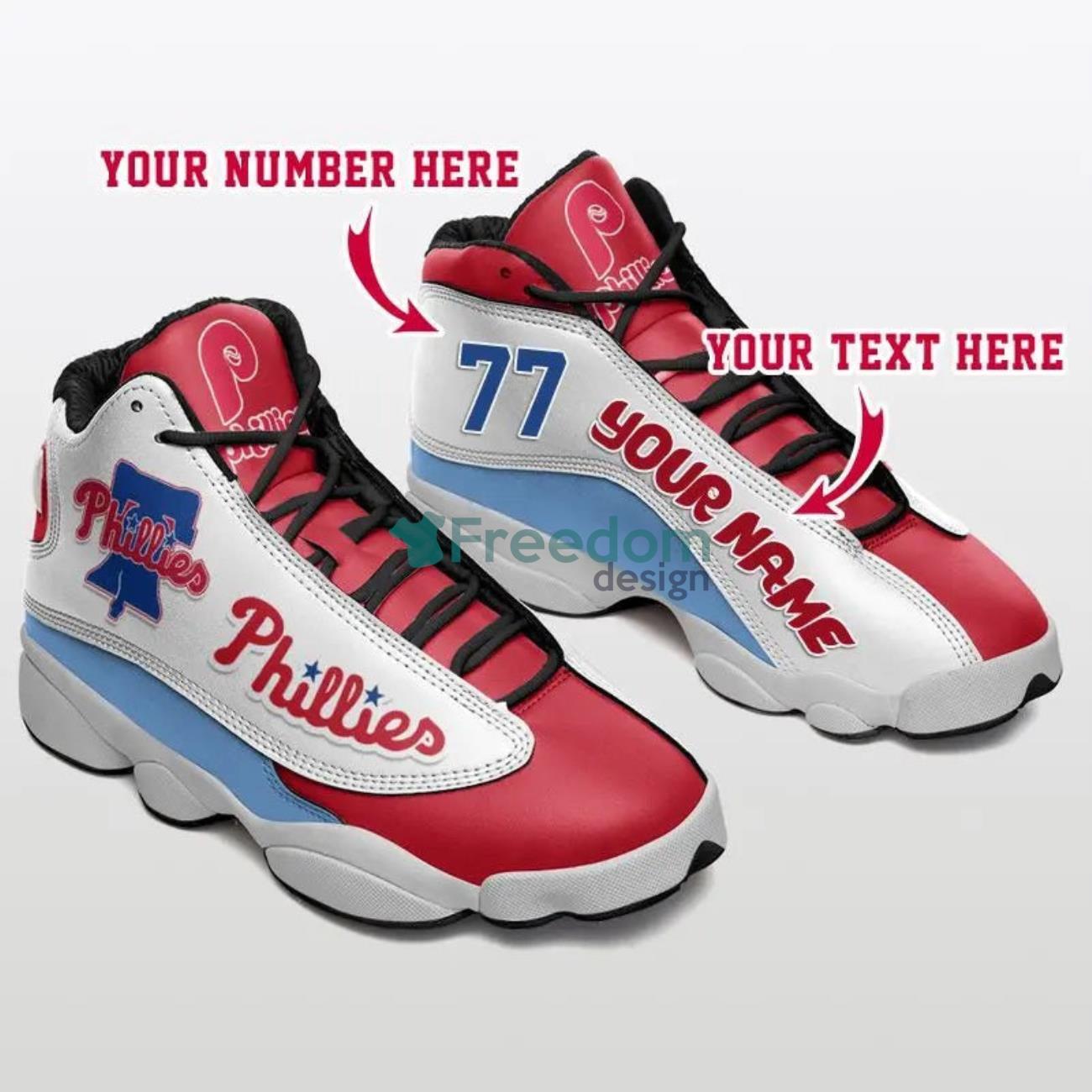 Philadelphia Phillies Custom Name & Number Air Jordan 13 Sneaker Shoes