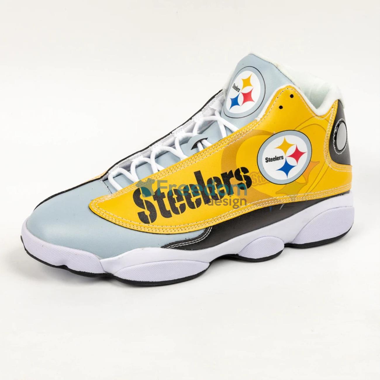Pittsburgh Steelers Team Custom Name Yellow Air Jordon Shoes For Fans