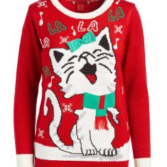 Red Cat Ugly Christmas Sweater - Women - AOP Sweater - Red