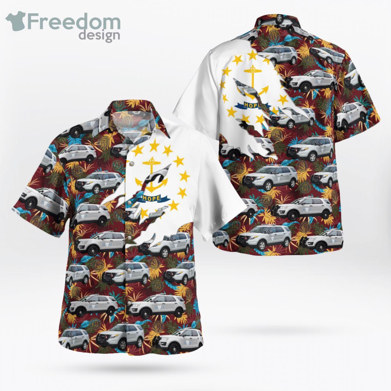 Rhode Island Ford Police Tropical Car Lover Hawaiian Shirt