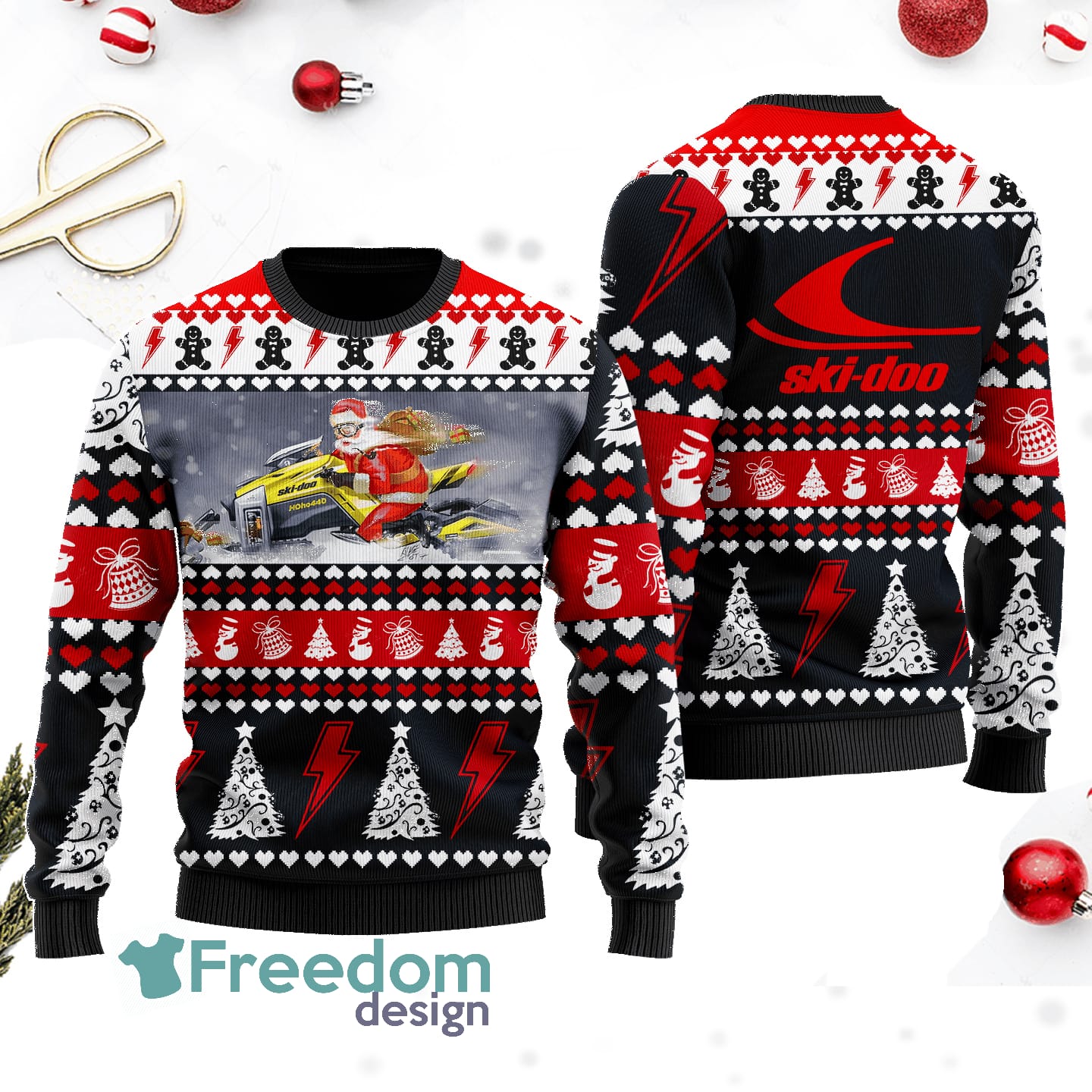 Santa Claus Drive Ski Doo All Over Print Chirstmas Sweater