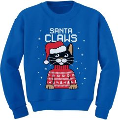 Santa Claws Ugly Christmas Sweater Kids - AOP Sweater - Blue