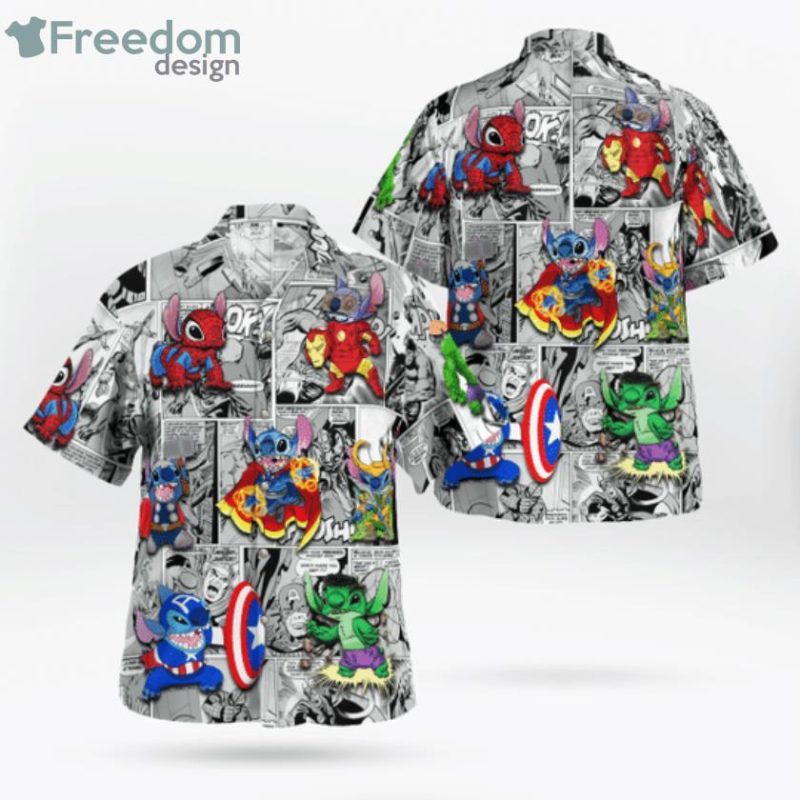 Hawaiian shirts for men and women with Stitch Marvel print