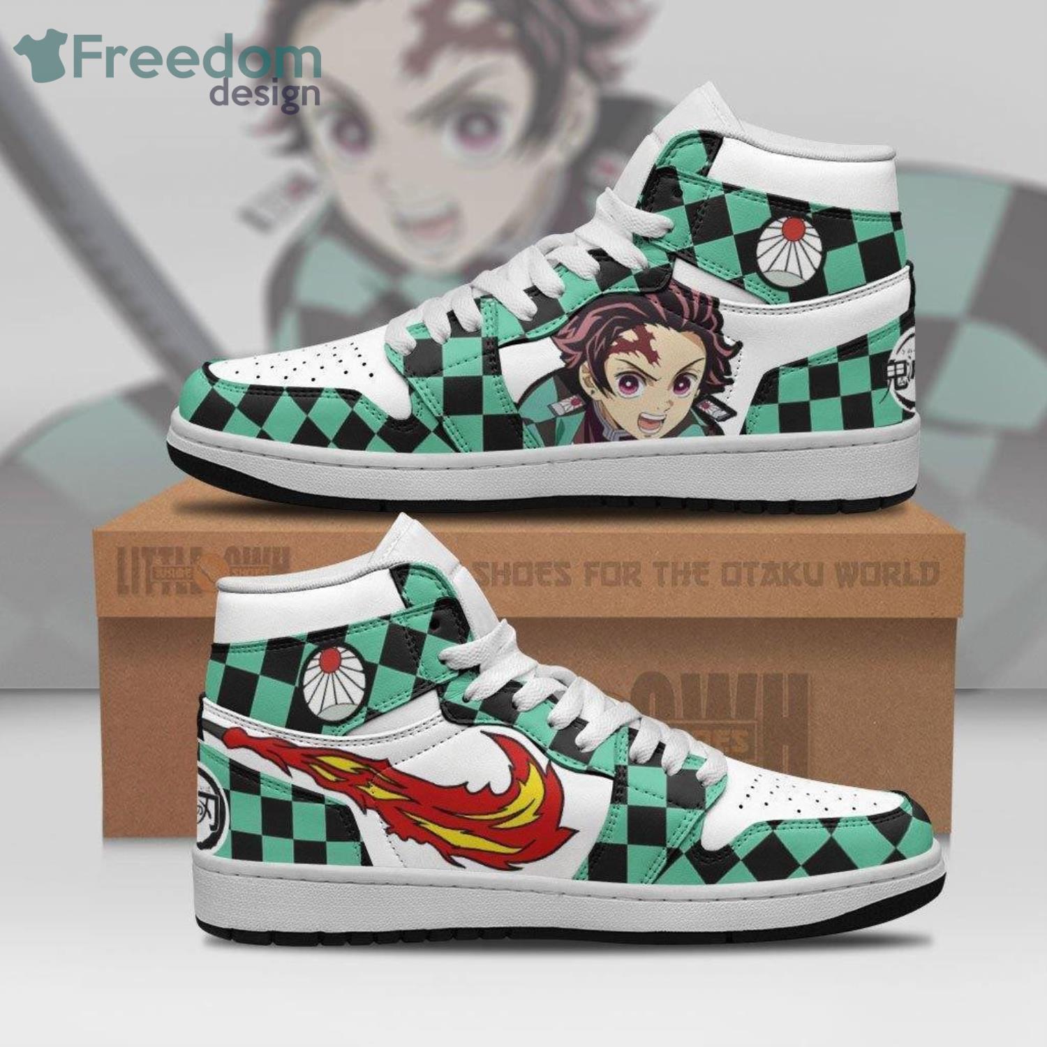 Tanjiro Sneakers Anime Air Jordan Hightop Shoes Kimetsu No Yaiba
