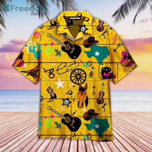 Texas Cowboy Style Yellow Hawaiian Shirt For Men & Women