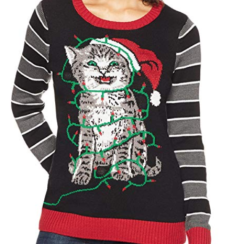 The “Ugly” Cat Christmas Sweater - AOP Sweater - Black