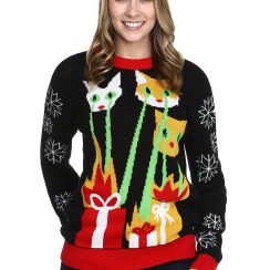 Ugly Cat Xmas Sweater Online Sale, UP - AOP Sweater - Black