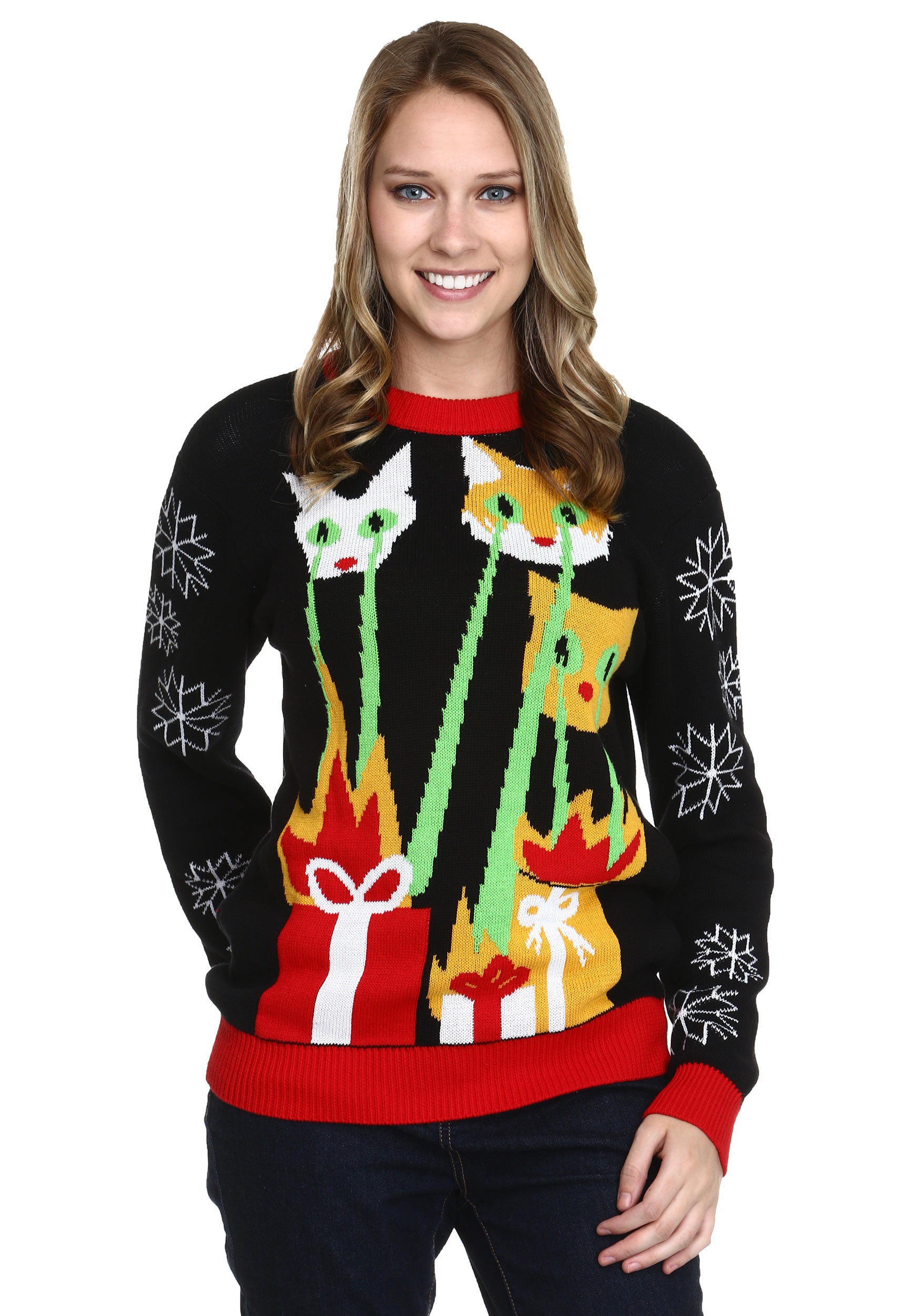 Ugly Cat Xmas Sweater Online Sale, UP - AOP Sweater - Black