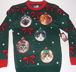 Ugly Cat Xmas Sweater Online Sale, UP - AOP Sweater - Green