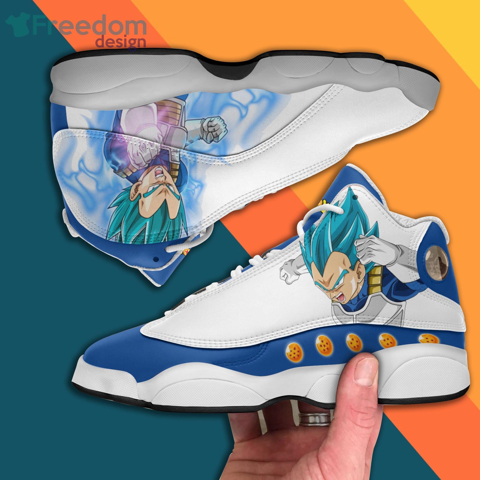 Vegeta Dragon Ball Shoes Super Saiyan Blue Anime Air Jordan 13 Sneakers