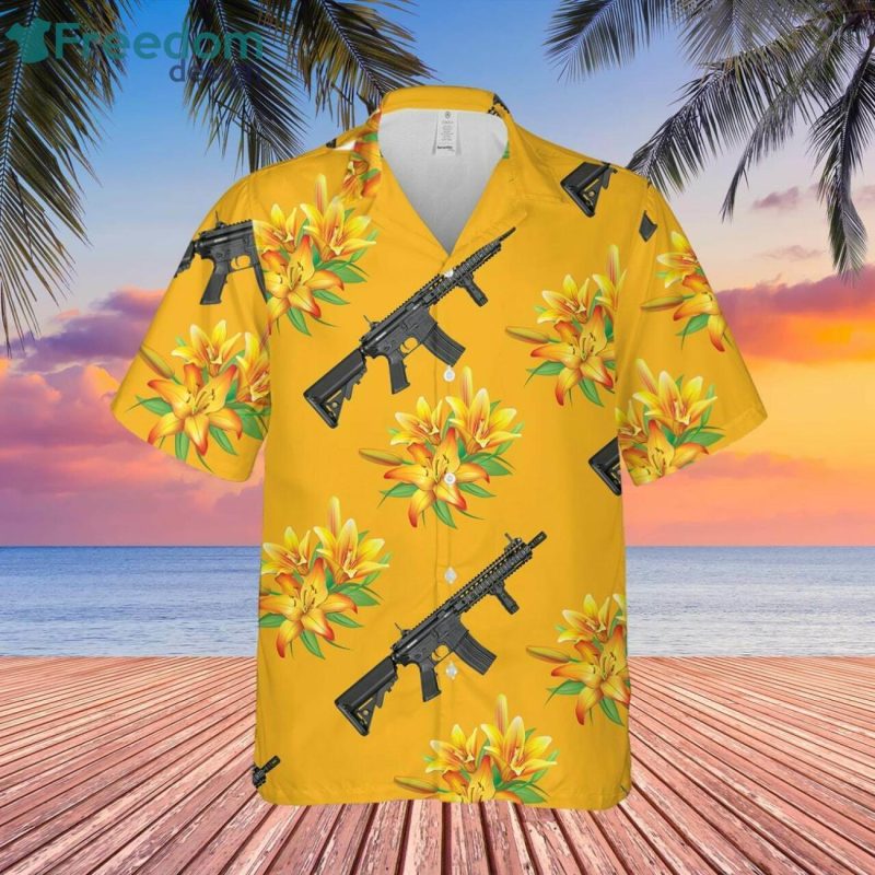 Vibrant Tropical Gun men's and women's hawaiian shirt