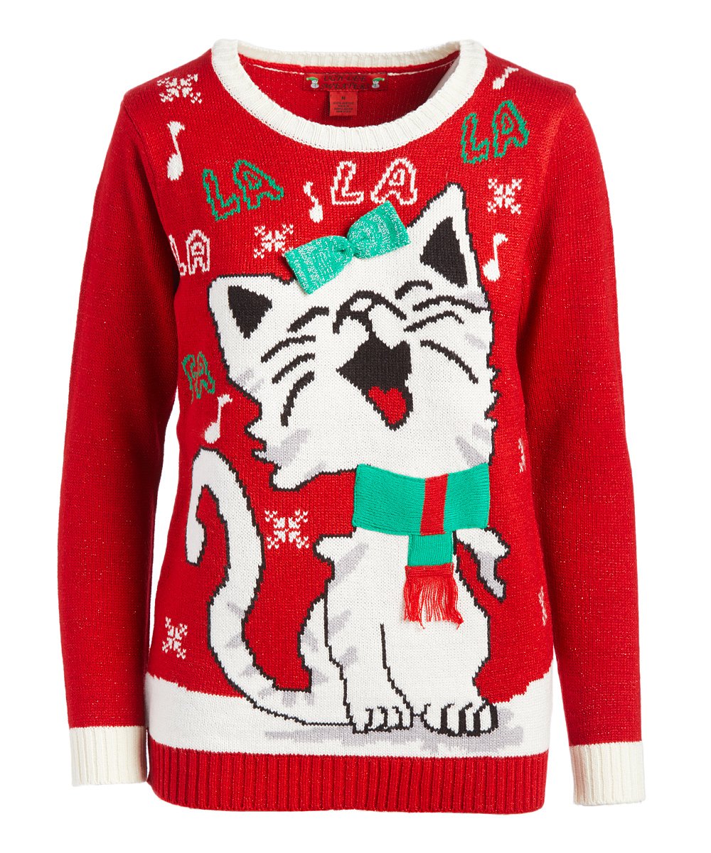 Tipsy Elves Funny Cat Ugly Christmas Sweater for Women and Crazy Cat Ladies Funny Feline Holiday Pullovers 