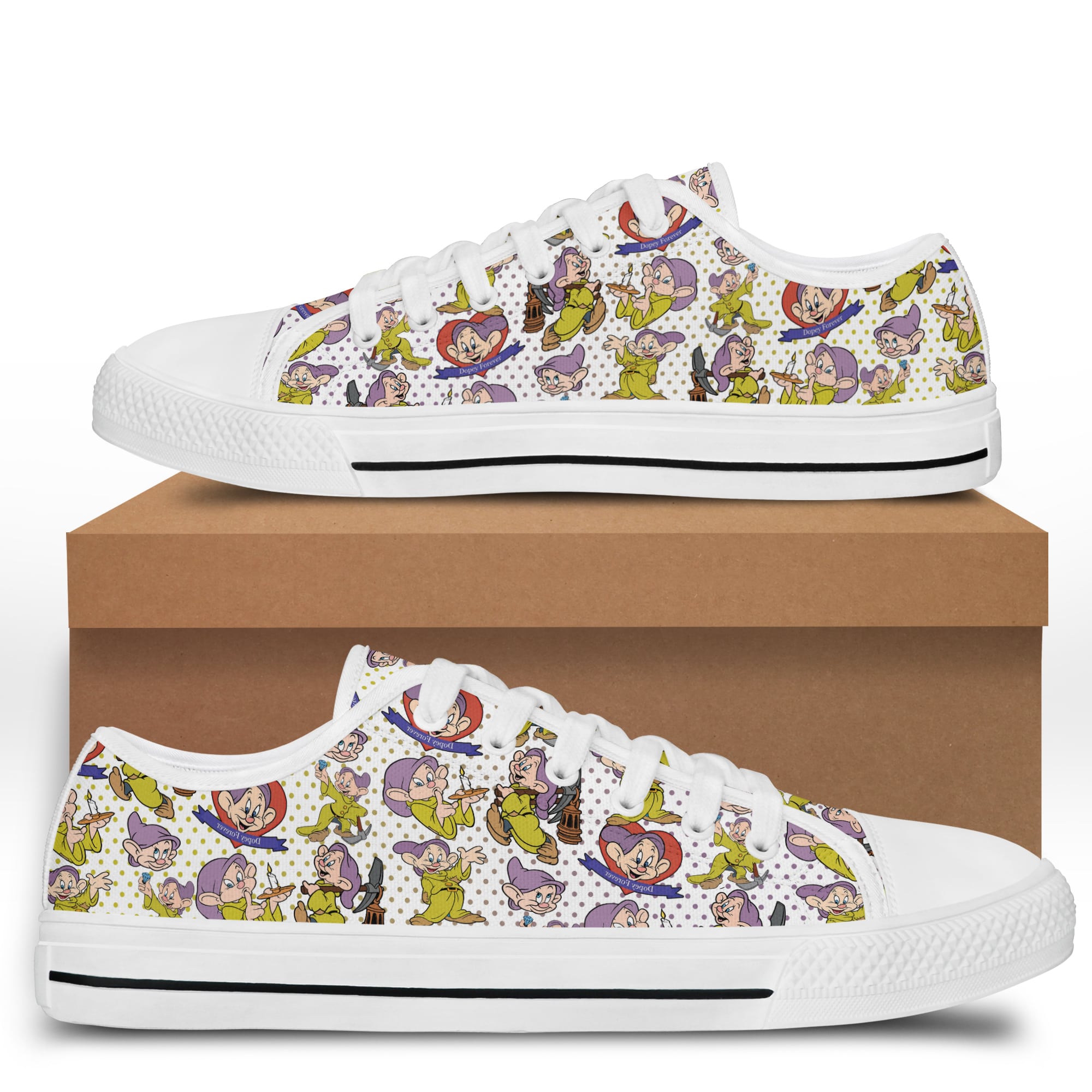Dopey Dwarf Patterns Disney Cartoon Sneakers Low Top Canvas Shoes